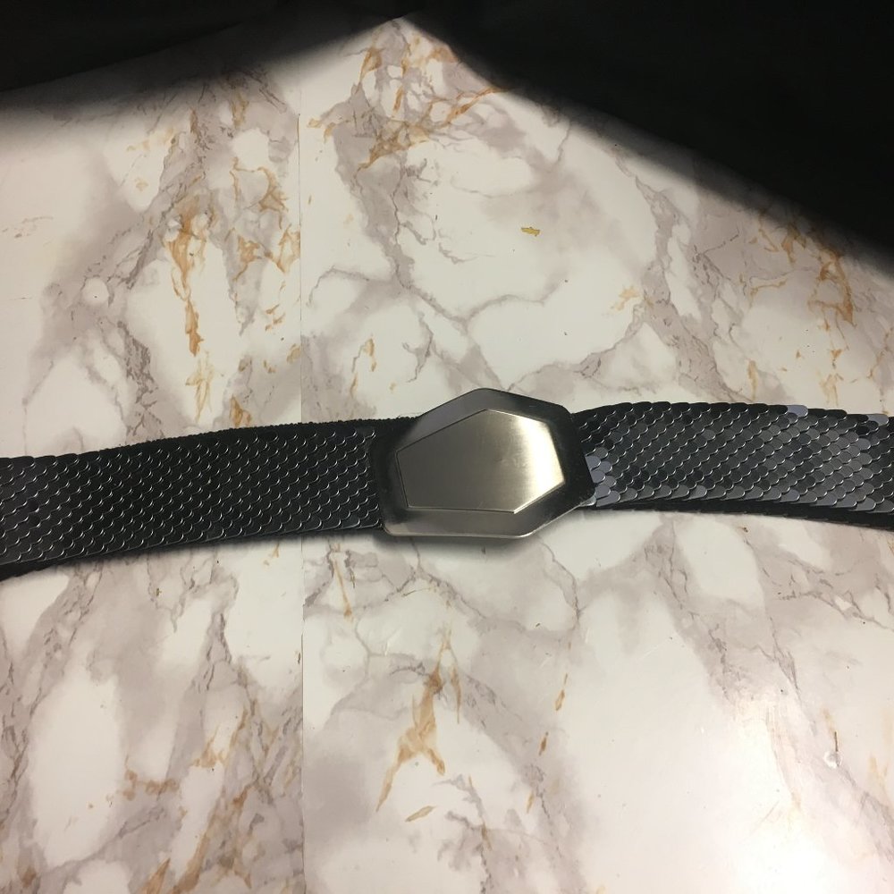 Silver Metal Snakeskin Print Belt Sz XL